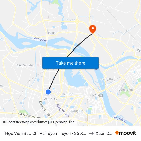 Học Viện Báo Chí Và Tuyên Truyền - 36 Xuân Thủy to Xuân Canh map