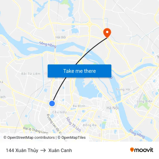 144 Xuân Thủy to Xuân Canh map
