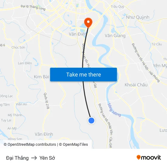 Đại Thắng to Yên Sở map