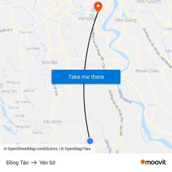 Đồng Tân to Yên Sở map