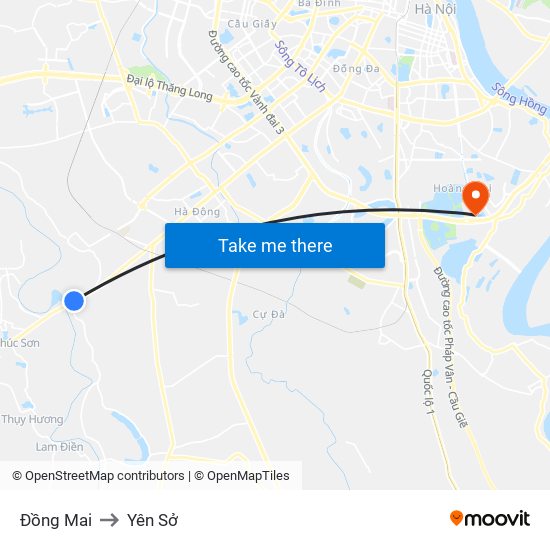 Đồng Mai to Yên Sở map