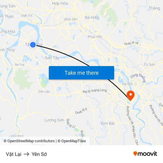 Vật Lại to Yên Sở map