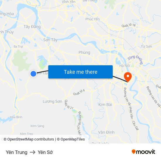 Yên Trung to Yên Sở map