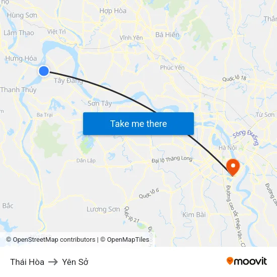 Thái Hòa to Yên Sở map