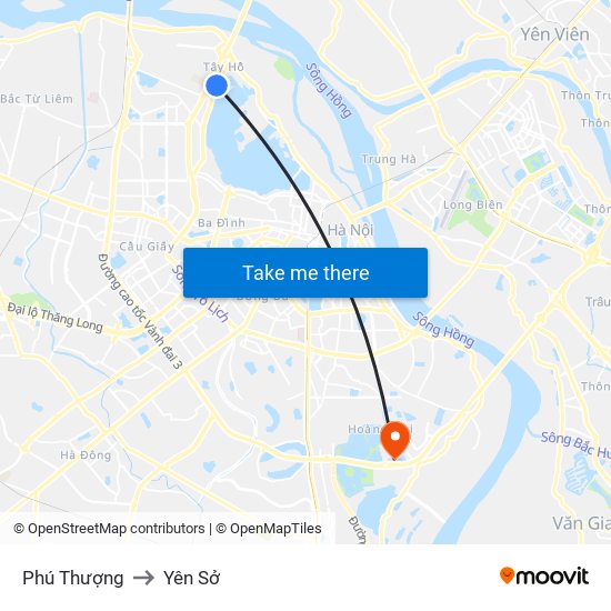 Phú Thượng to Yên Sở map