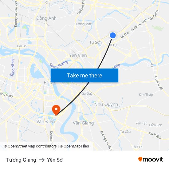 Tương Giang to Yên Sở map