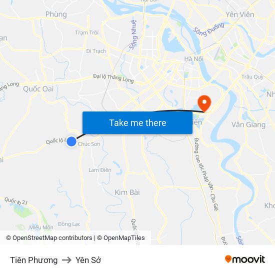 Tiên Phương to Yên Sở map
