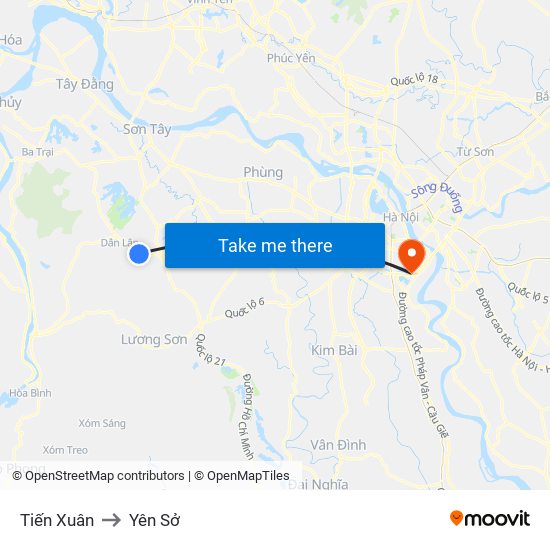 Tiến Xuân to Yên Sở map