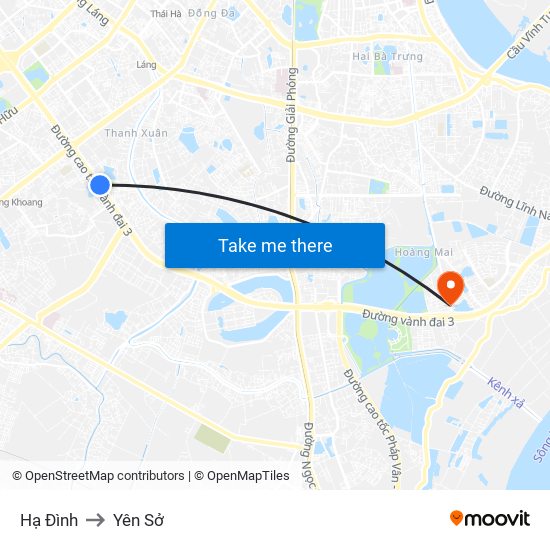 Hạ Đình to Yên Sở map