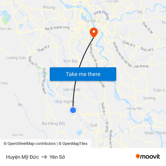 Huyện Mỹ Đức to Yên Sở map