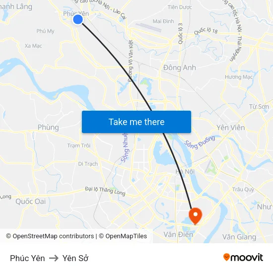 Phúc Yên to Yên Sở map