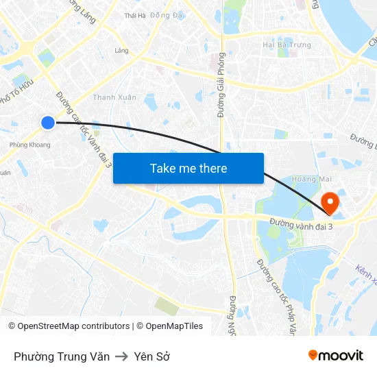 Phường Trung Văn to Yên Sở map