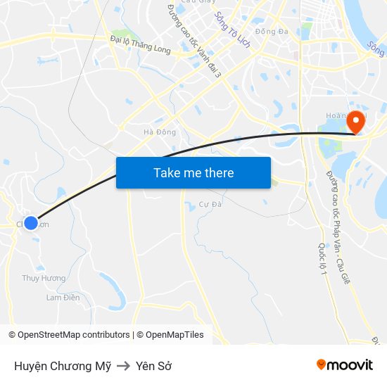 Huyện Chương Mỹ to Yên Sở map