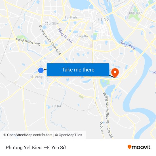 Phường Yết Kiêu to Yên Sở map