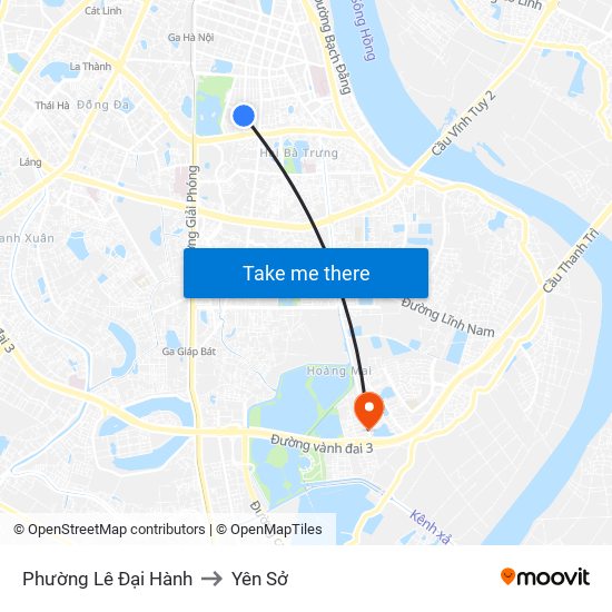 Phường Lê Đại Hành to Yên Sở map