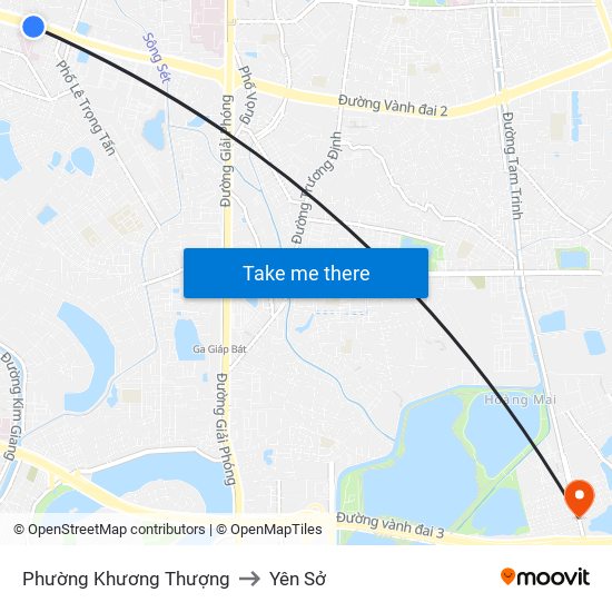 Phường Khương Thượng to Yên Sở map