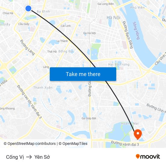 Cống Vị to Yên Sở map