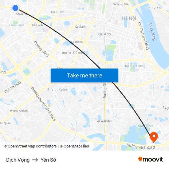 Dịch Vọng to Yên Sở map