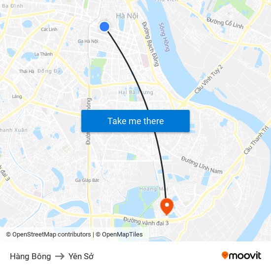 Hàng Bông to Yên Sở map