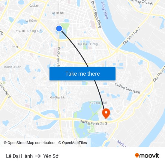 Lê Đại Hành to Yên Sở map