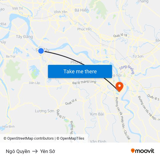 Ngô Quyền to Yên Sở map