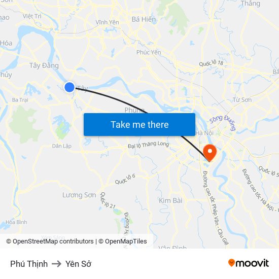 Phú Thịnh to Yên Sở map