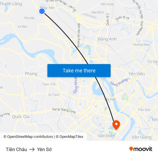 Tiền Châu to Yên Sở map