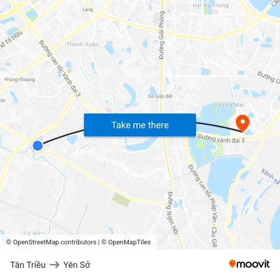 Tân Triều to Yên Sở map