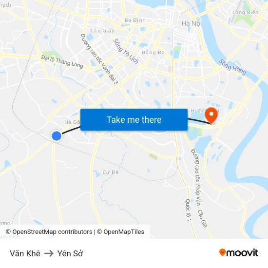 Văn Khê to Yên Sở map
