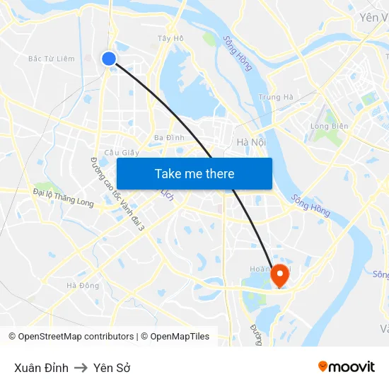 Xuân Đỉnh to Yên Sở map