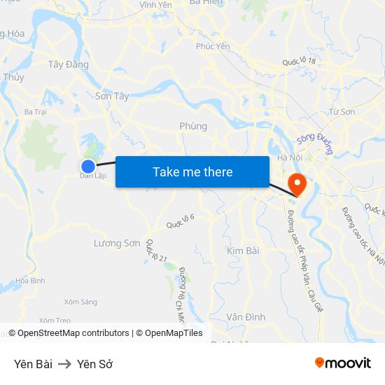 Yên Bài to Yên Sở map
