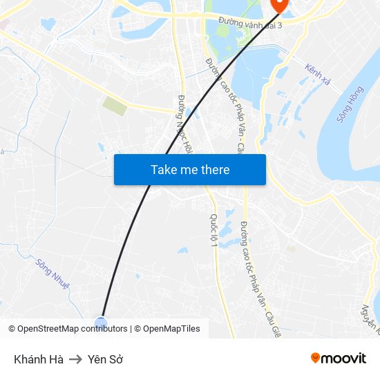 Khánh Hà to Yên Sở map