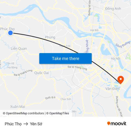 Phúc Thọ to Yên Sở map