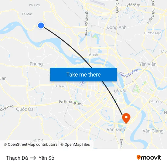 Thạch Đà to Yên Sở map