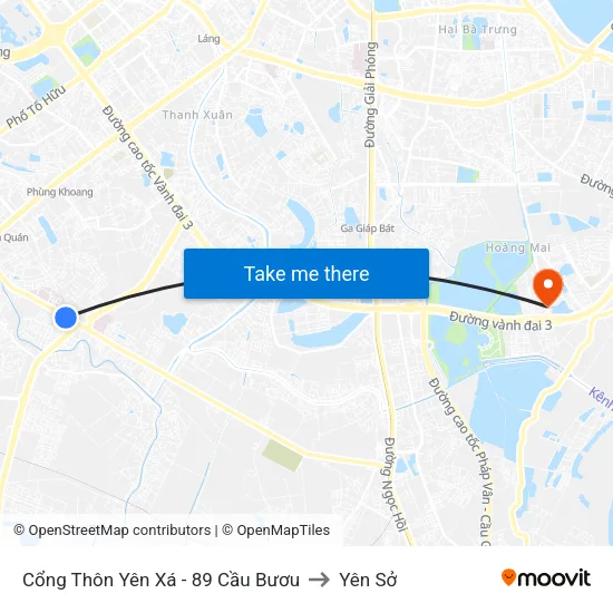 Cổng Thôn Yên Xá - 89 Cầu Bươu to Yên Sở map
