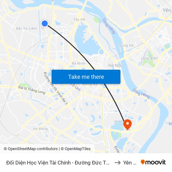 Đối Diện Học Viện Tài Chính - Đường Đức Thắng to Yên Sở map