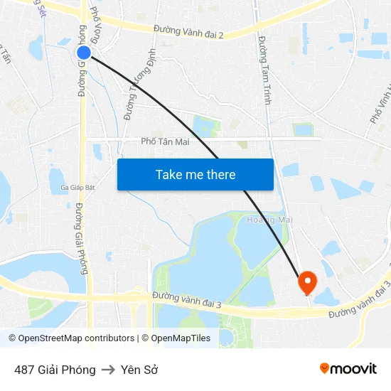 487 Giải Phóng to Yên Sở map