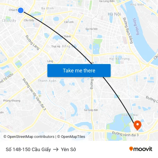 Số 148-150 Cầu Giấy to Yên Sở map