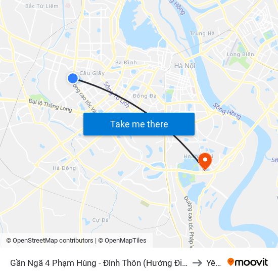 Gần Ngã 4 Phạm Hùng - Đình Thôn (Hướng Đi Khuất Duy Tiến)-Cột Sau to Yên Sở map