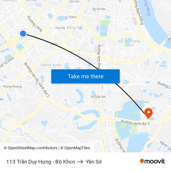 113 Trần Duy Hưng - Bộ Khcn to Yên Sở map