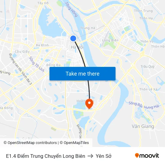 E1.4 Điểm Trung Chuyển Long Biên to Yên Sở map