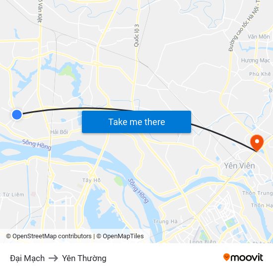 Đại Mạch to Yên Thường map