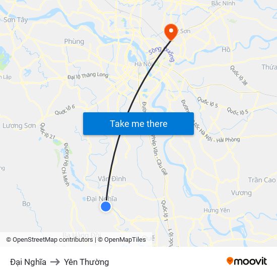 Đại Nghĩa to Yên Thường map