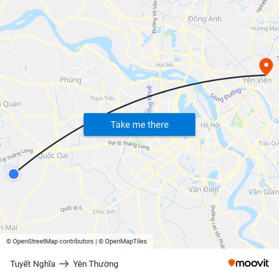 Tuyết Nghĩa to Yên Thường map