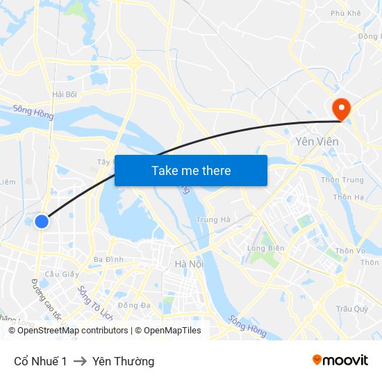 Cổ Nhuế 1 to Yên Thường map