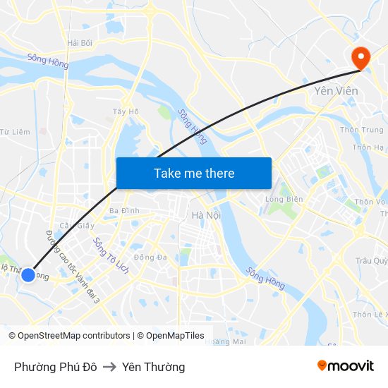 Phường Phú Đô to Yên Thường map
