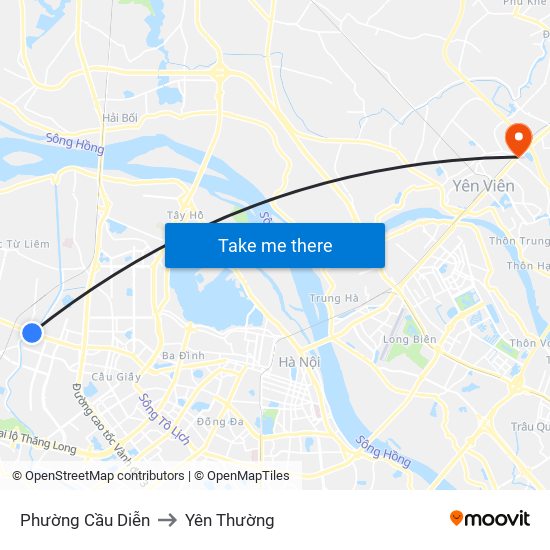 Phường Cầu Diễn to Yên Thường map