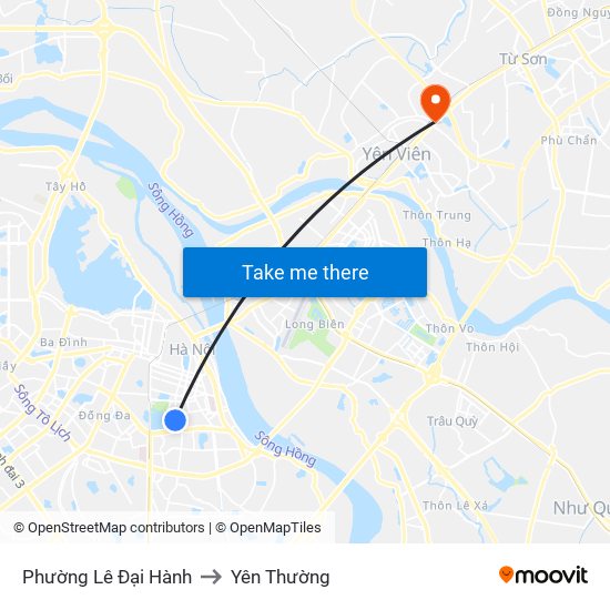 Phường Lê Đại Hành to Yên Thường map