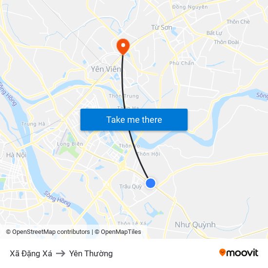 Xã Đặng Xá to Yên Thường map