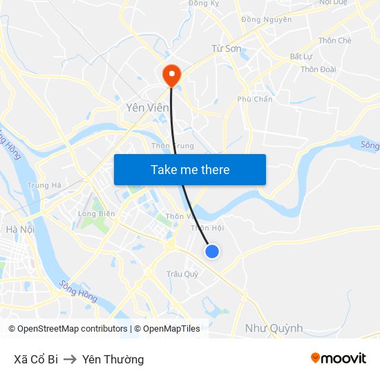 Xã Cổ Bi to Yên Thường map